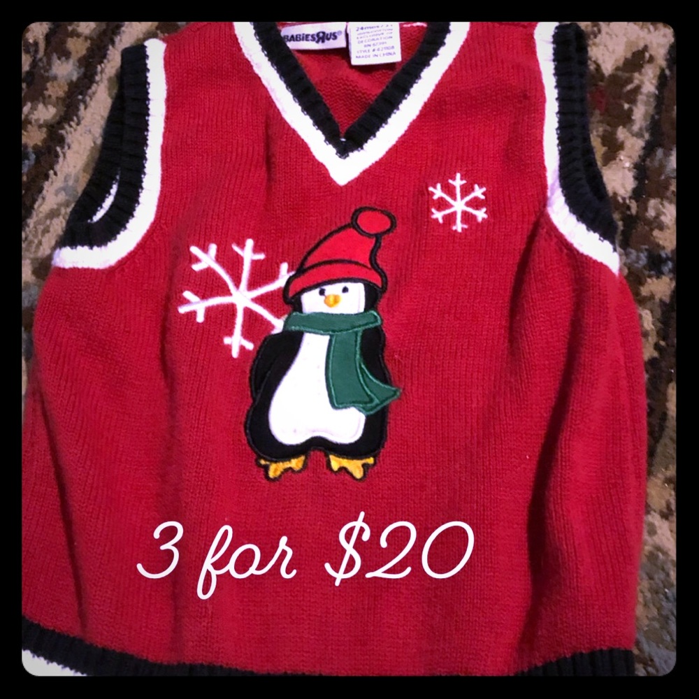 Babies R Us red penguin sweater vest. 2T 3 for $20